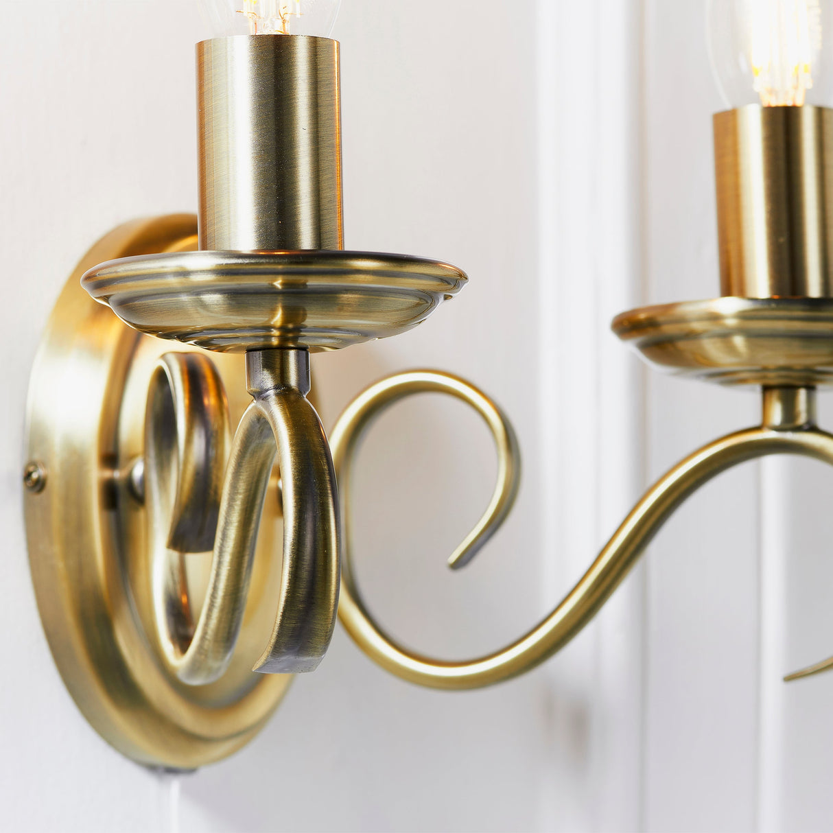 Amos Bernice Twin Wall Light Antique Brass – from Amos Lighting + Home