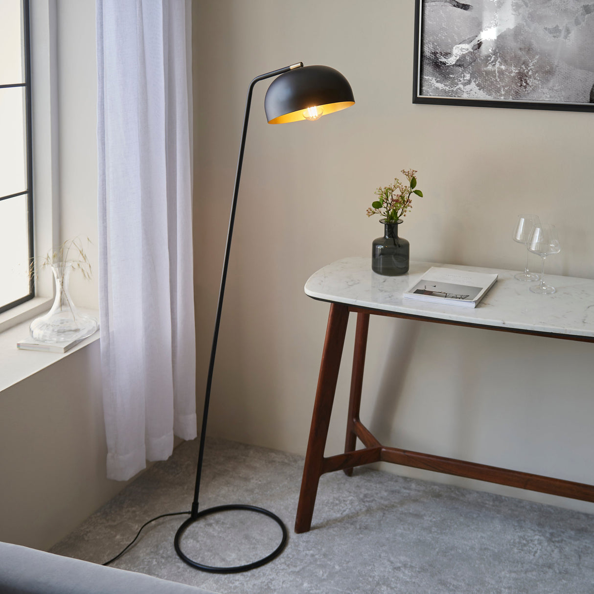 Amos Brair Floor Lamp Matt Black & Antique Brass – from Amos Lighting + Home
