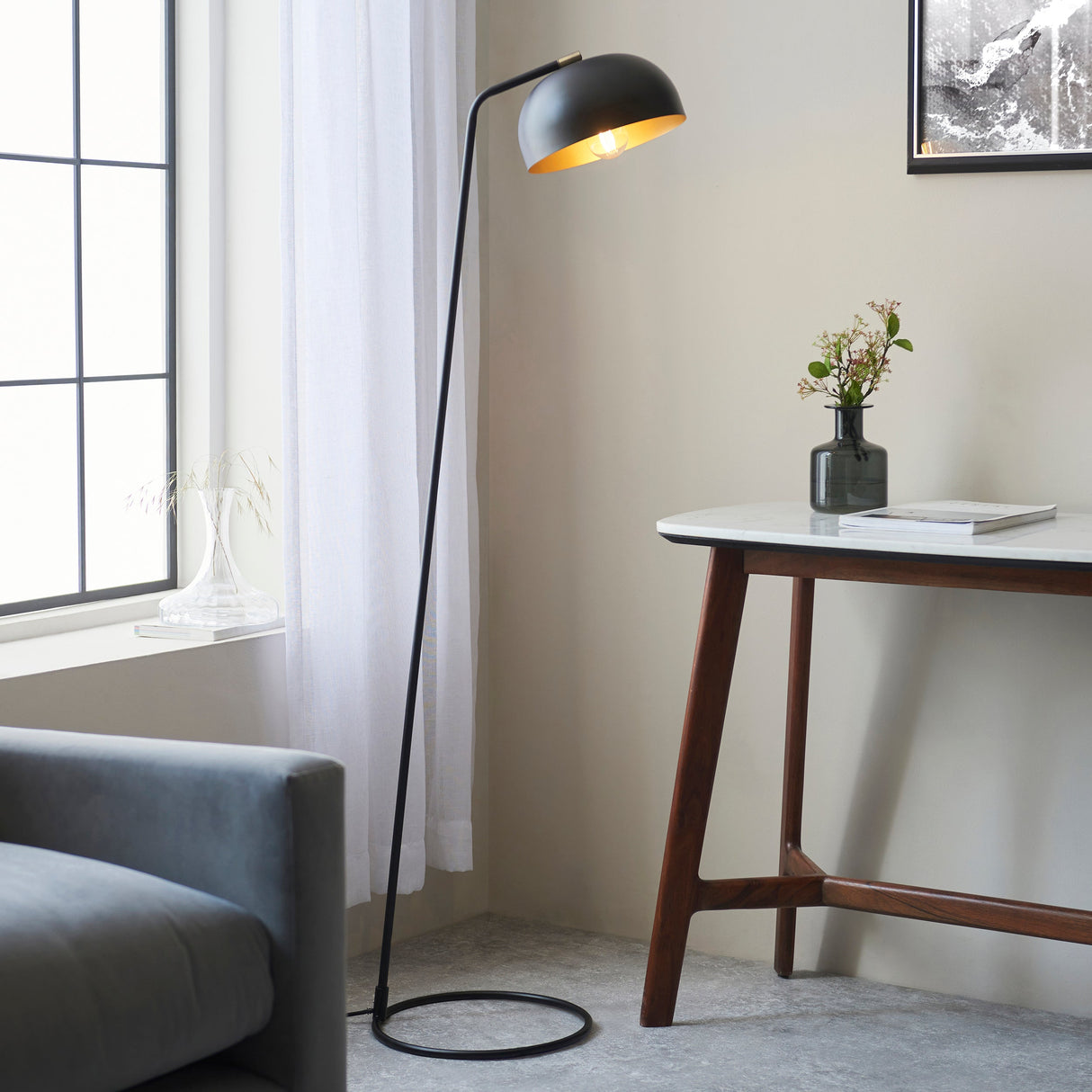 Amos Brair Floor Lamp Matt Black & Antique Brass – from Amos Lighting + Home