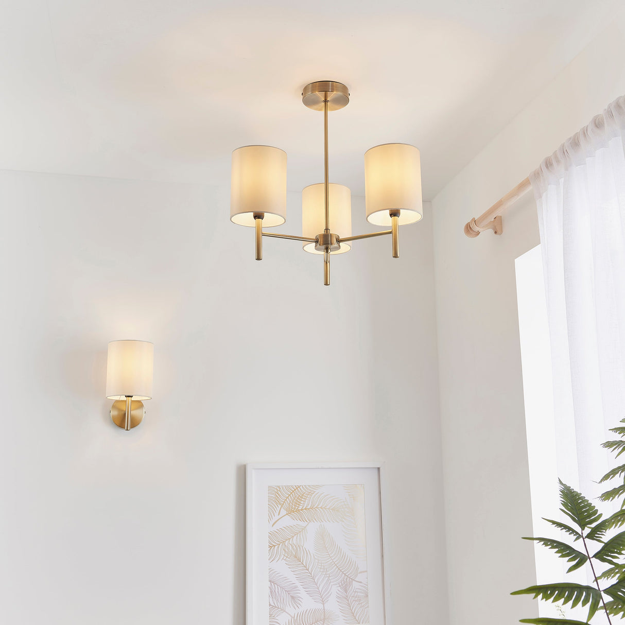 Amos Brio 3lt Semi flush Antique Brass – from Amos Lighting + Home