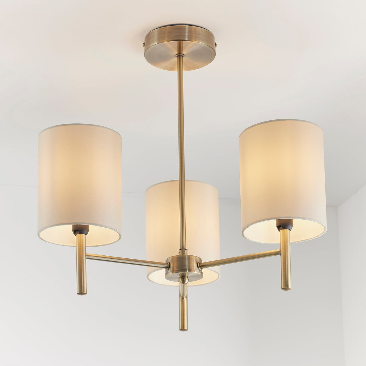 Amos Brio 3lt Semi flush Antique Brass – from Amos Lighting + Home