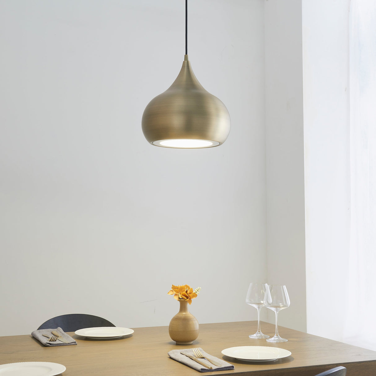 Endon Brosnan LED Pendant Antique Brass – from Amos Lighting + Home