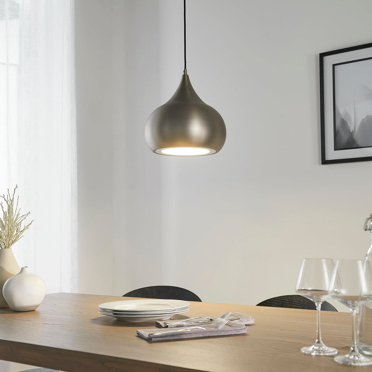 Endon Brosnan LED Pendant Matt Nickel – from Amos Lighting + Home