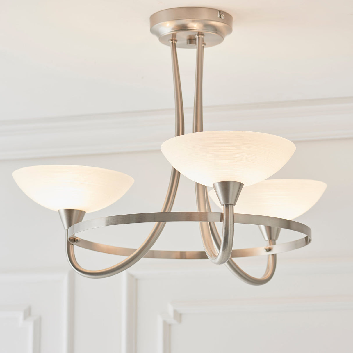 Endon Cagney 3lt Semi flush Chandelier Satin Chrome – from Amos Lighting + Home