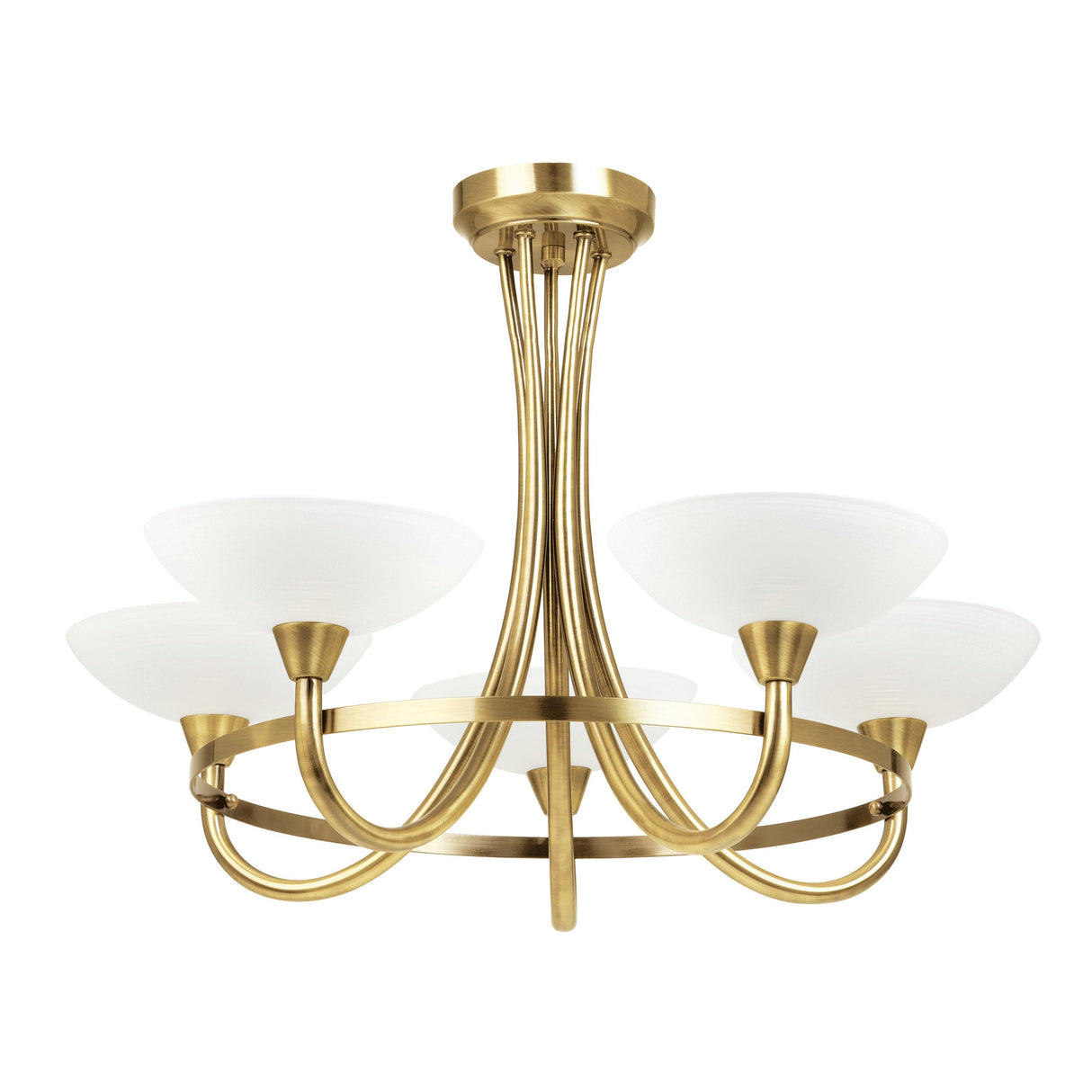 Endon Cagney 5lt Semi flush Chandelier Antique Brass – from Amos Lighting + Home