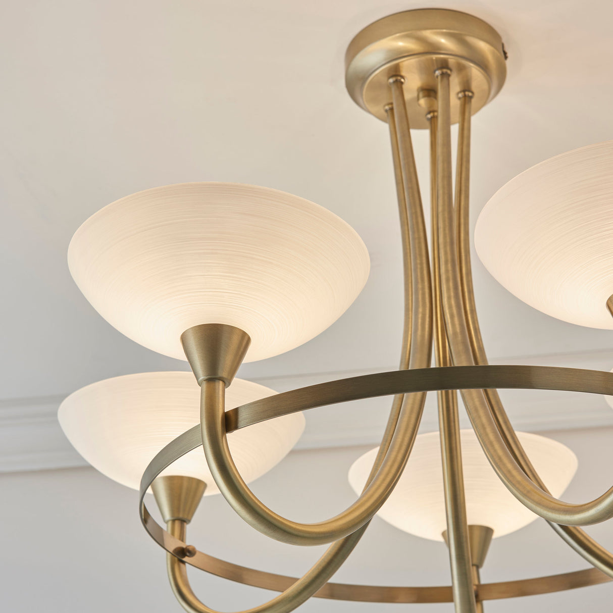 Endon Cagney 5lt Semi flush Chandelier Antique Brass – from Amos Lighting + Home