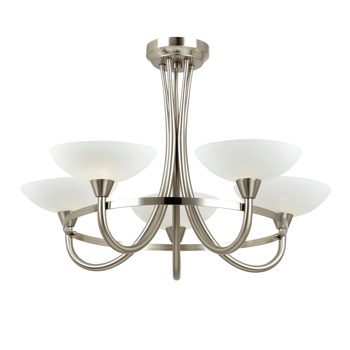Endon Cagney 5lt Semi flush Chandelier Satin Chrome – from Amos Lighting + Home
