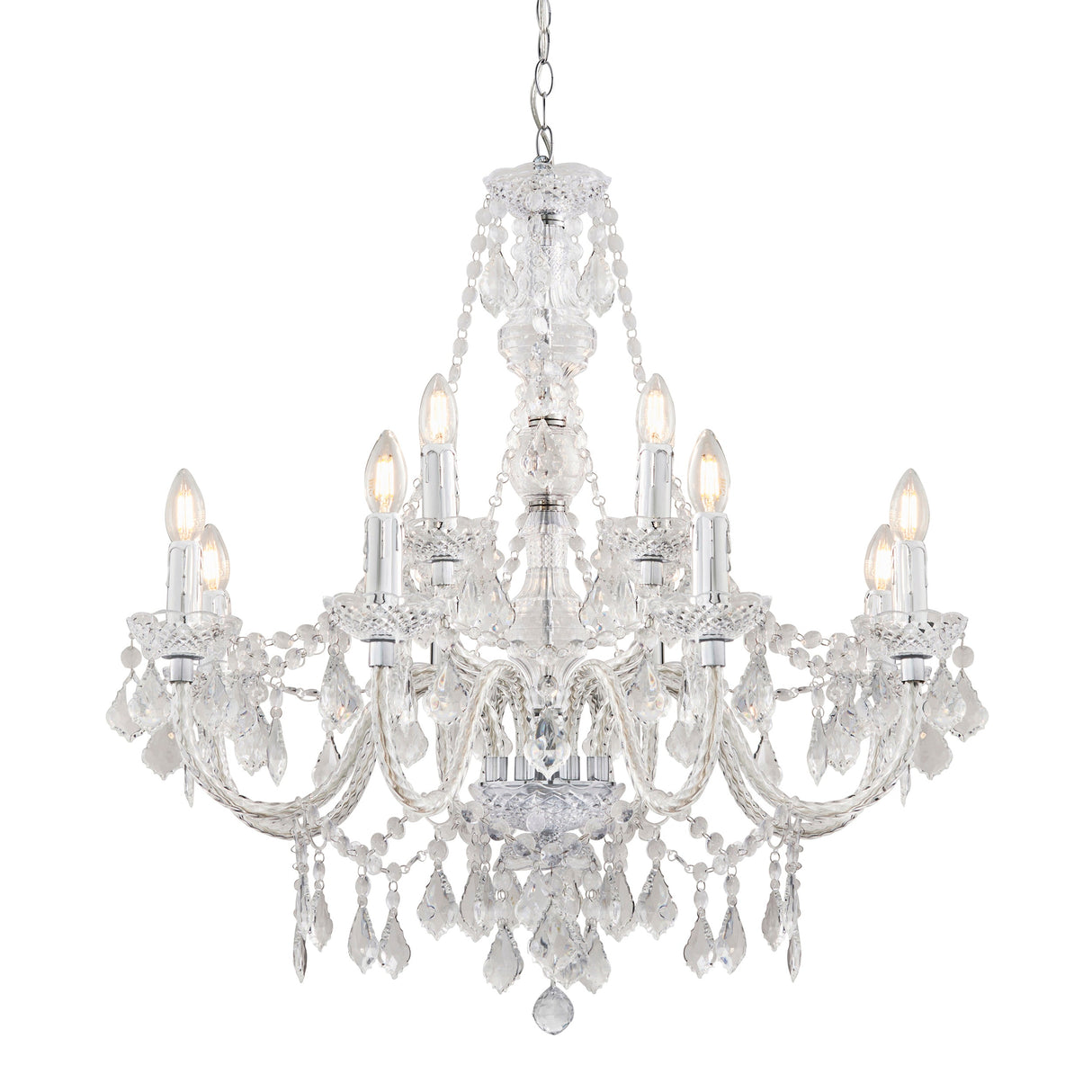 Amos Clarence 12lt Acrylic & Steel Chandelier – from Amos Lighting + Home