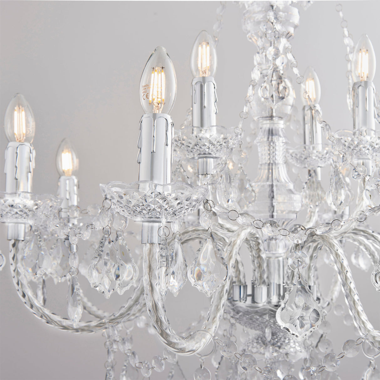 Amos Clarence 12lt Acrylic & Steel Chandelier – from Amos Lighting + Home