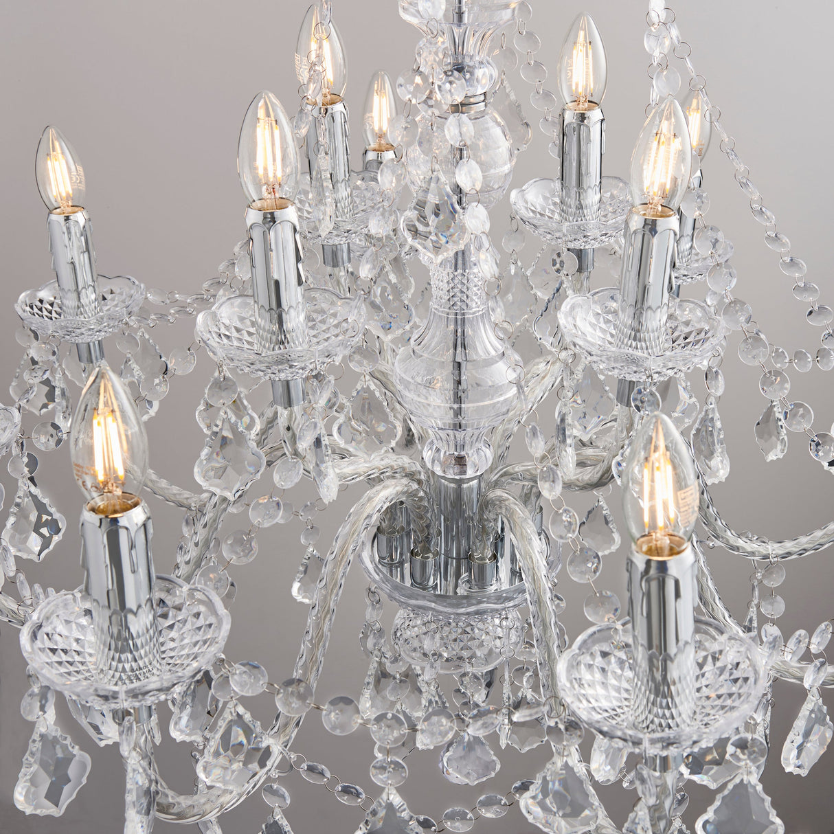 Amos Clarence 12lt Acrylic & Steel Chandelier – from Amos Lighting + Home