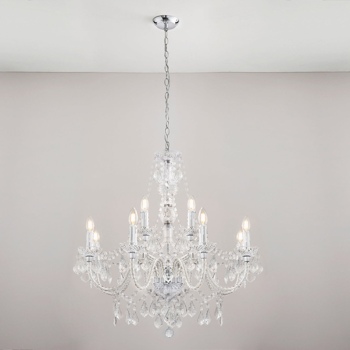 Amos Clarence 12lt Acrylic & Steel Chandelier – from Amos Lighting + Home