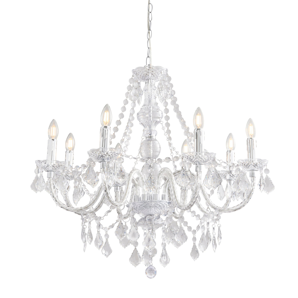 Amos Clarence 8lt Acrylic & Steel Chandelier – from Amos Lighting + Home