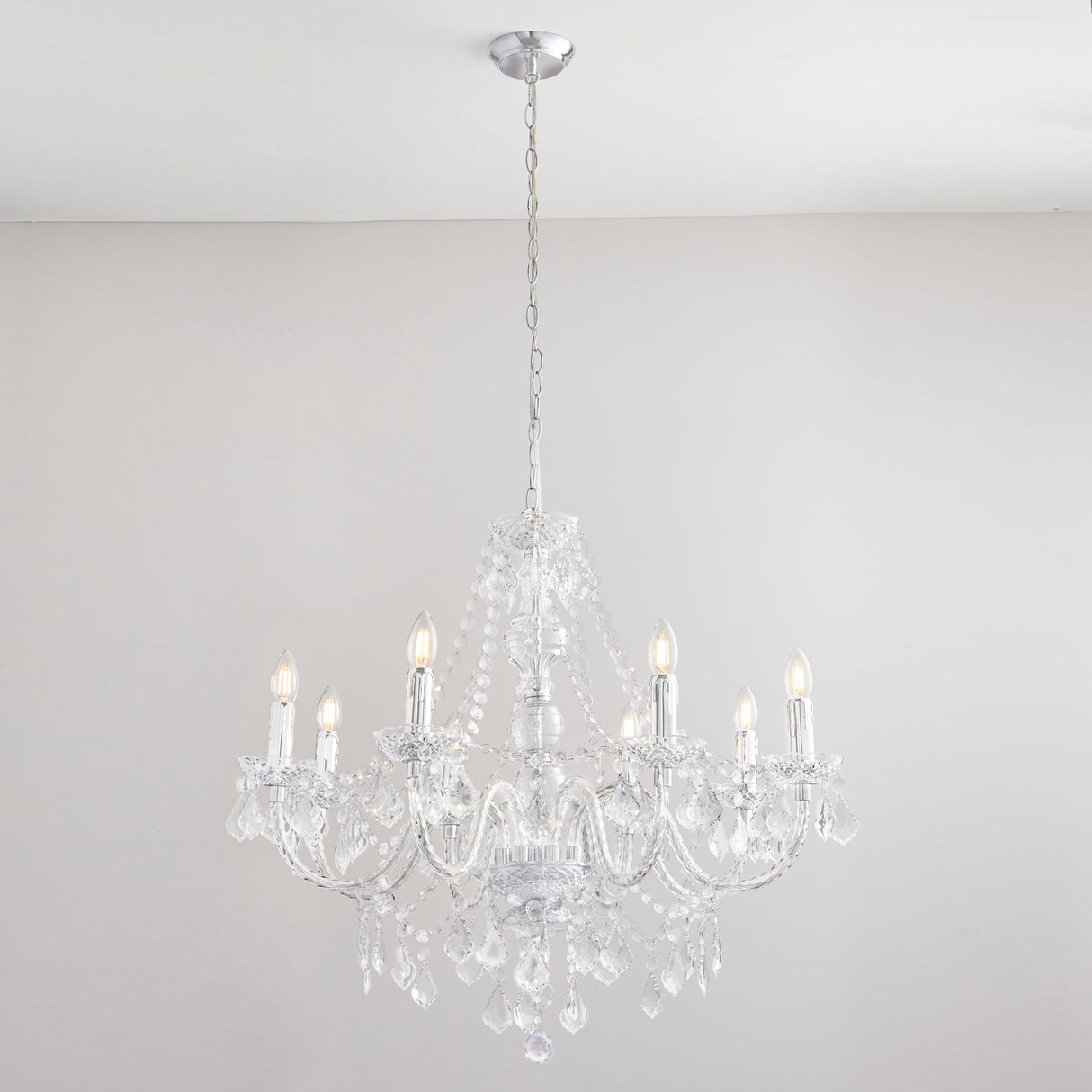 Amos Clarence 8lt Acrylic & Steel Chandelier – from Amos Lighting + Home
