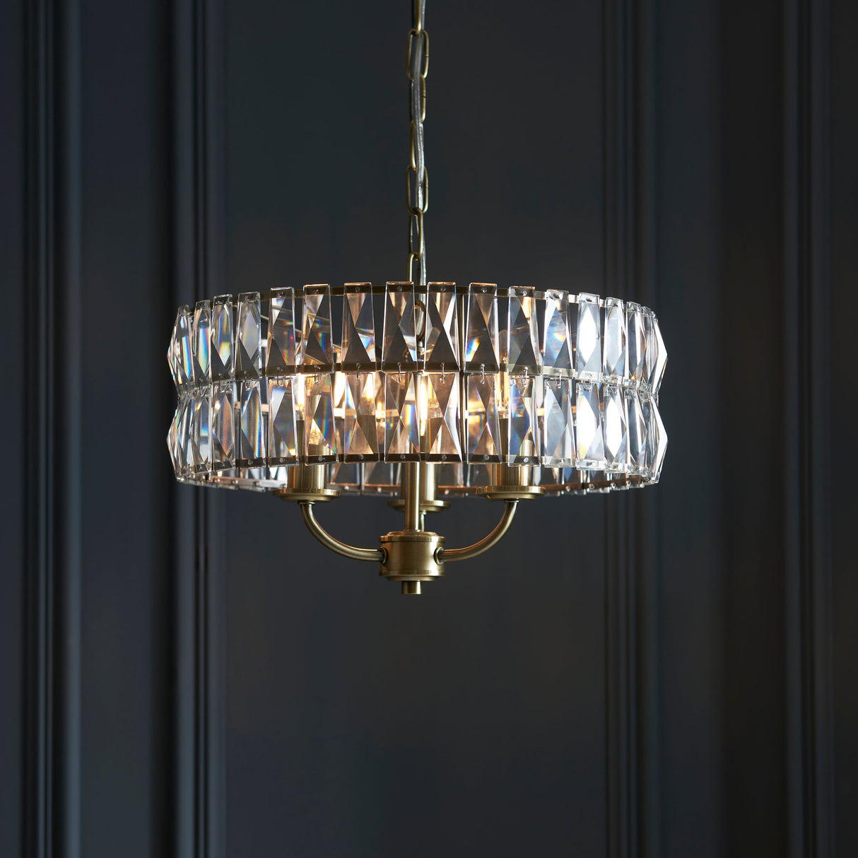 Amos Clifton 3lt Chandelier Antique Brass – from Amos Lighting + Home