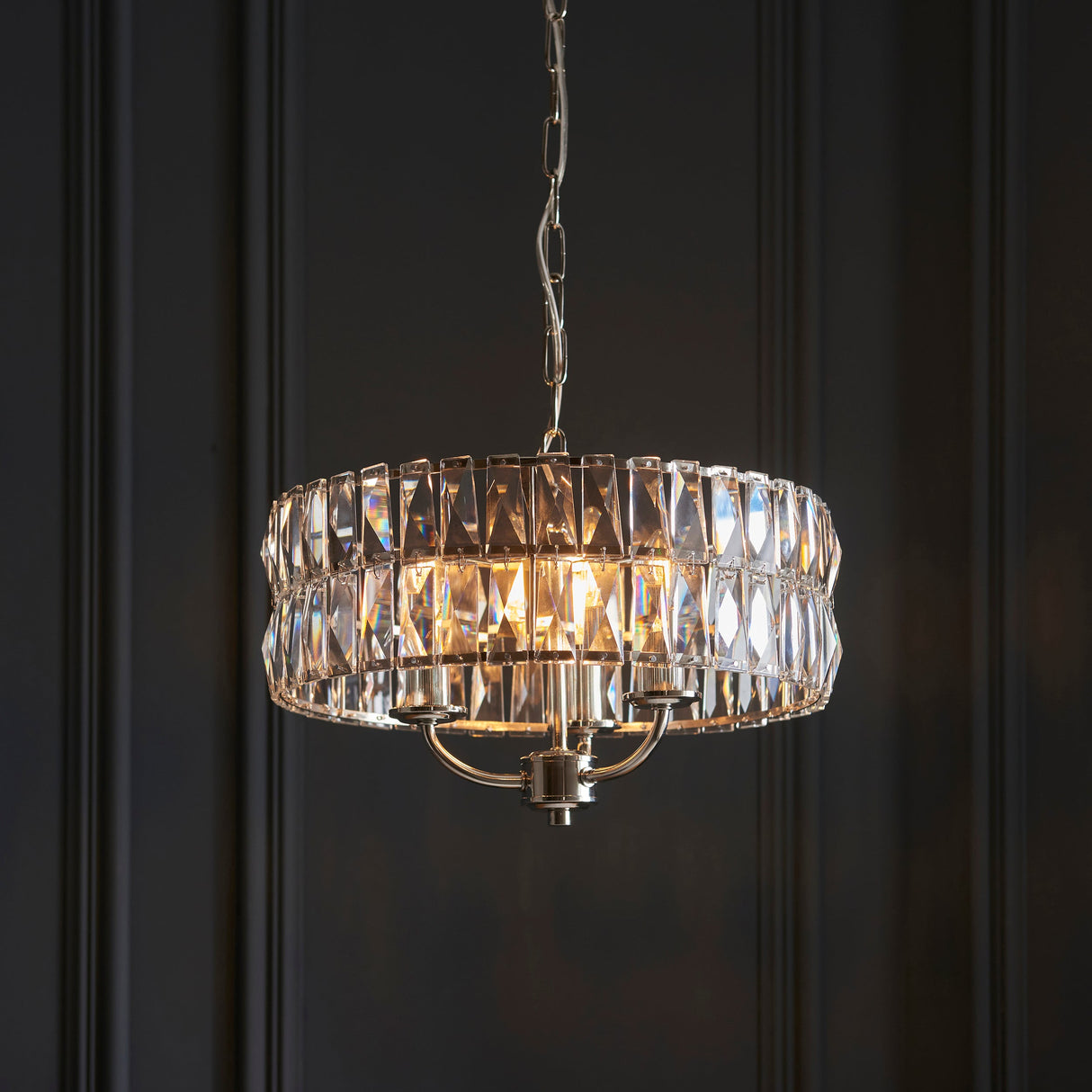 Amos Clifton 3lt Chandelier Bright Nickel – from Amos Lighting + Home