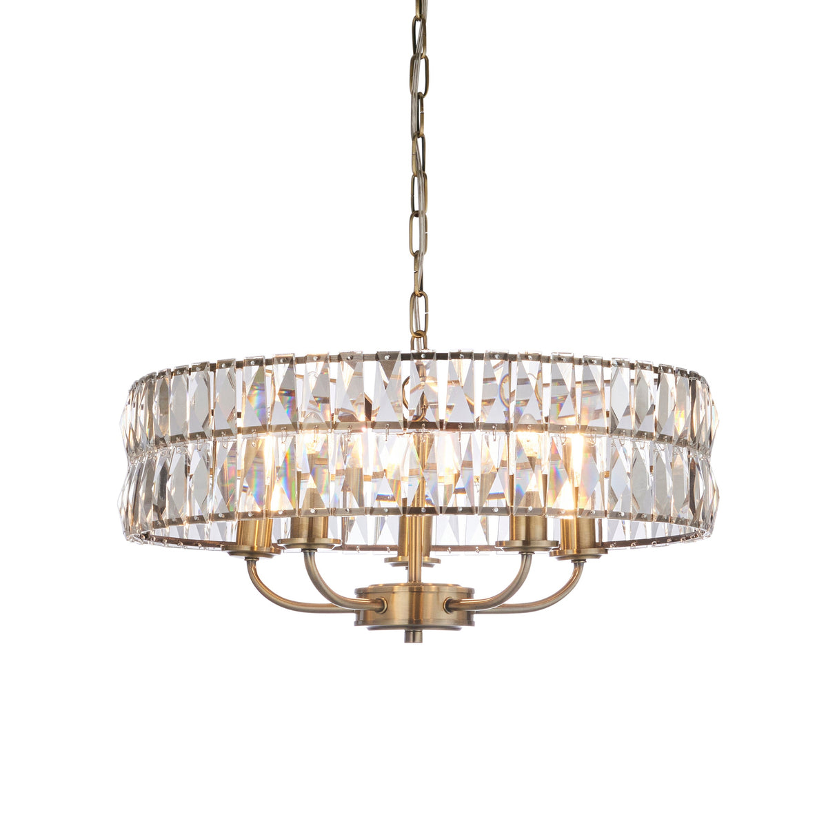 Amos Clifton 5lt Chandelier Antique Brass – from Amos Lighting + Home