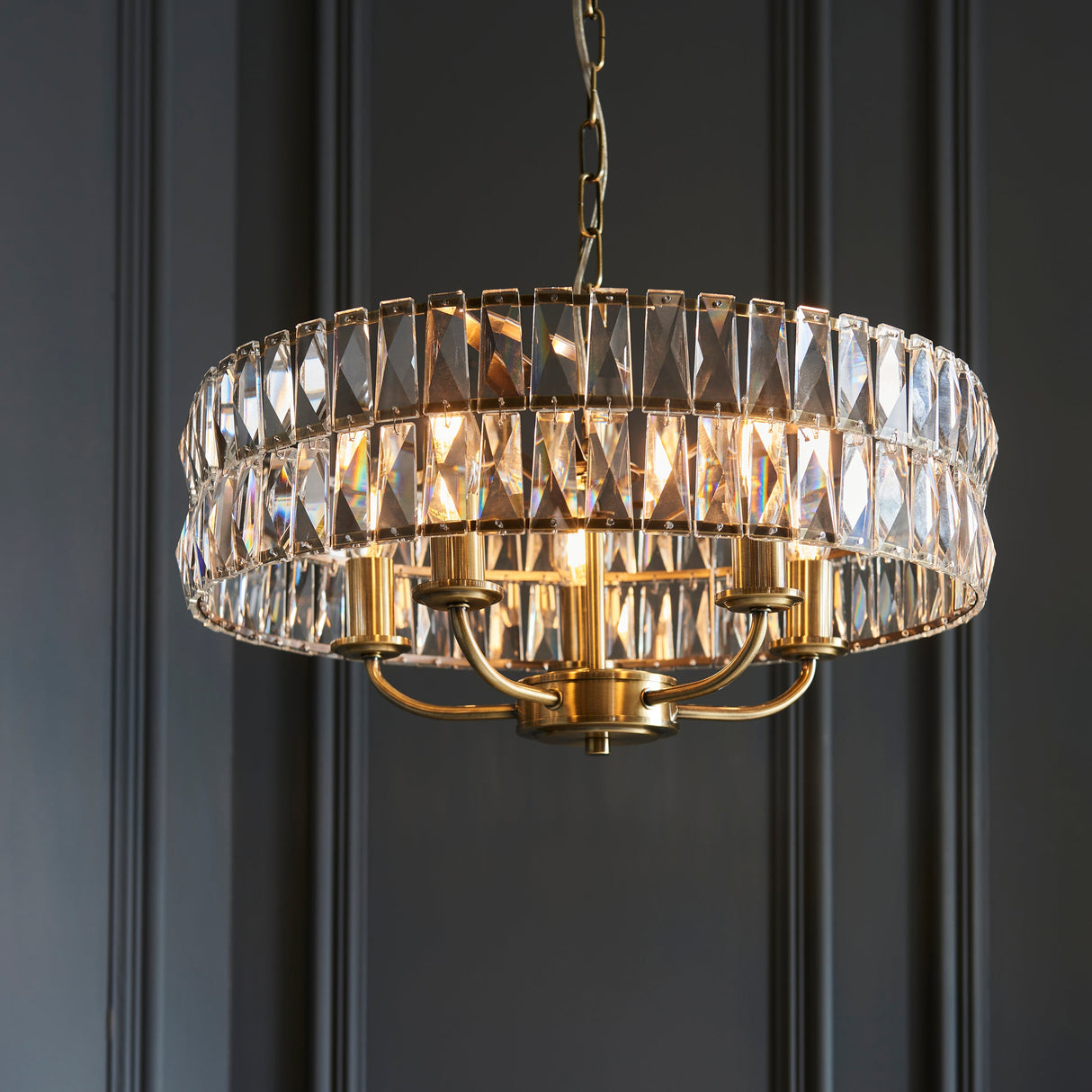 Amos Clifton 5lt Chandelier Antique Brass – from Amos Lighting + Home
