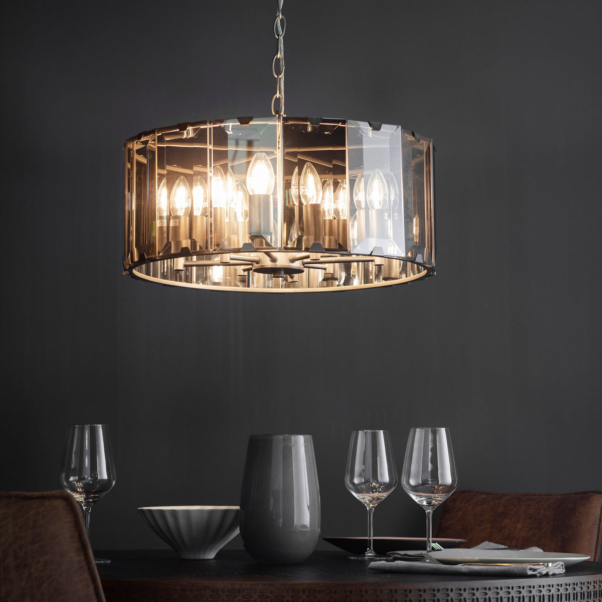 Endon Clooney 8lt Smoked Tinted Glass Chandelier – from Amos Lighting + Home