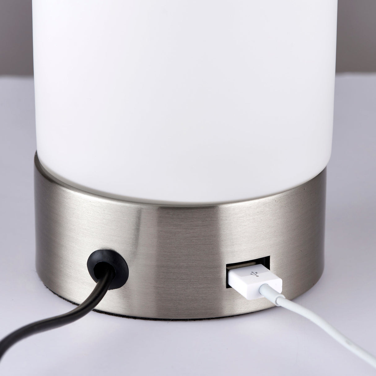 Amos Dara Brushed Nickel Touch Table Lamp with USB – from Amos Lighting + Home