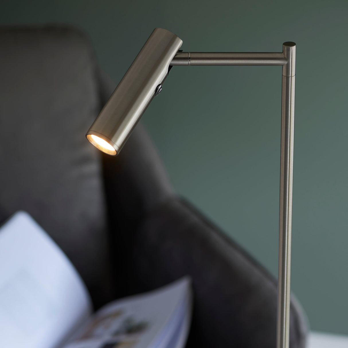 Amos Dedicated Reader Floor Lamp Satin Nickel – from Amos Lighting + Home