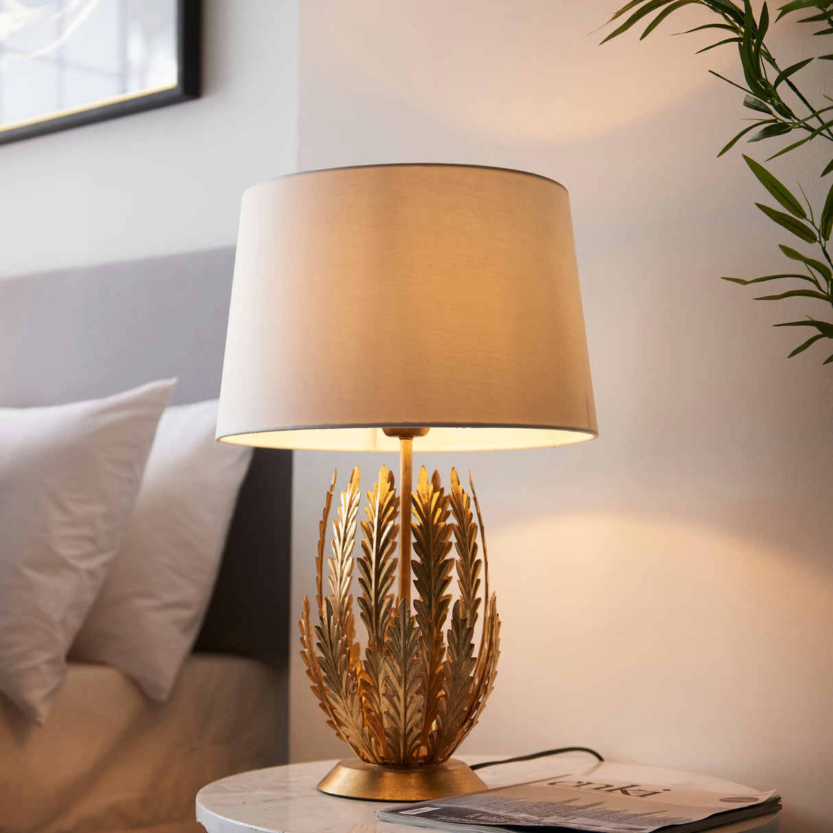 Endon Delphine Table Lamp Gold Leaf – from Amos Lighting + Home