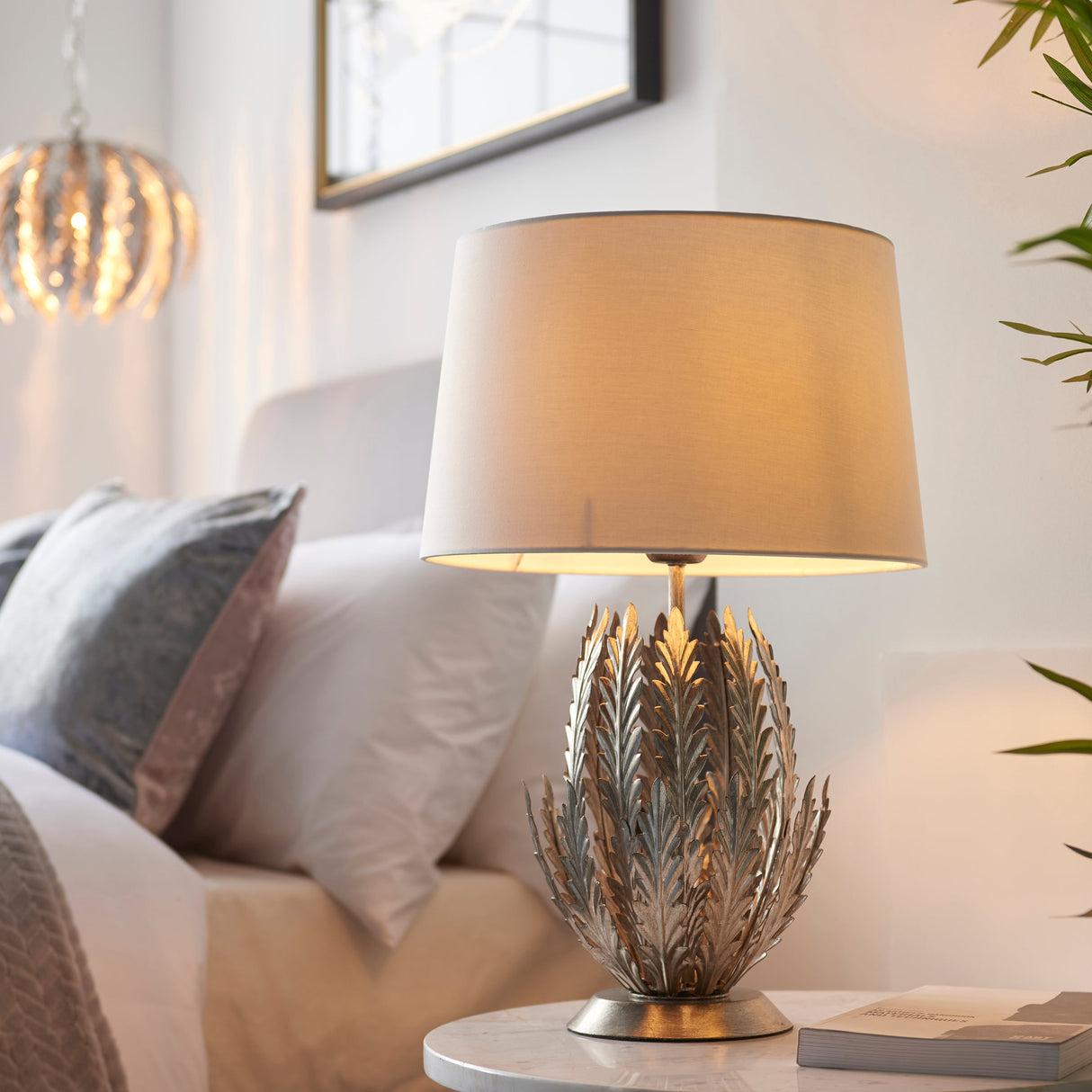 Endon Delphine Table Lamp Silver Leaf – from Amos Lighting + Home