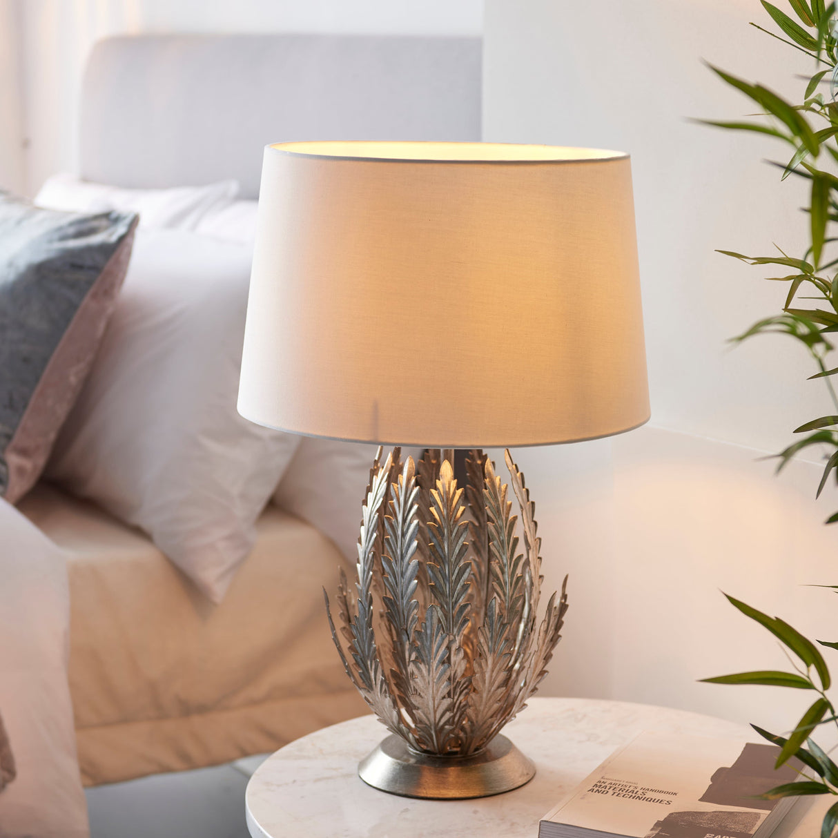 Endon Delphine Table Lamp Silver Leaf – from Amos Lighting + Home
