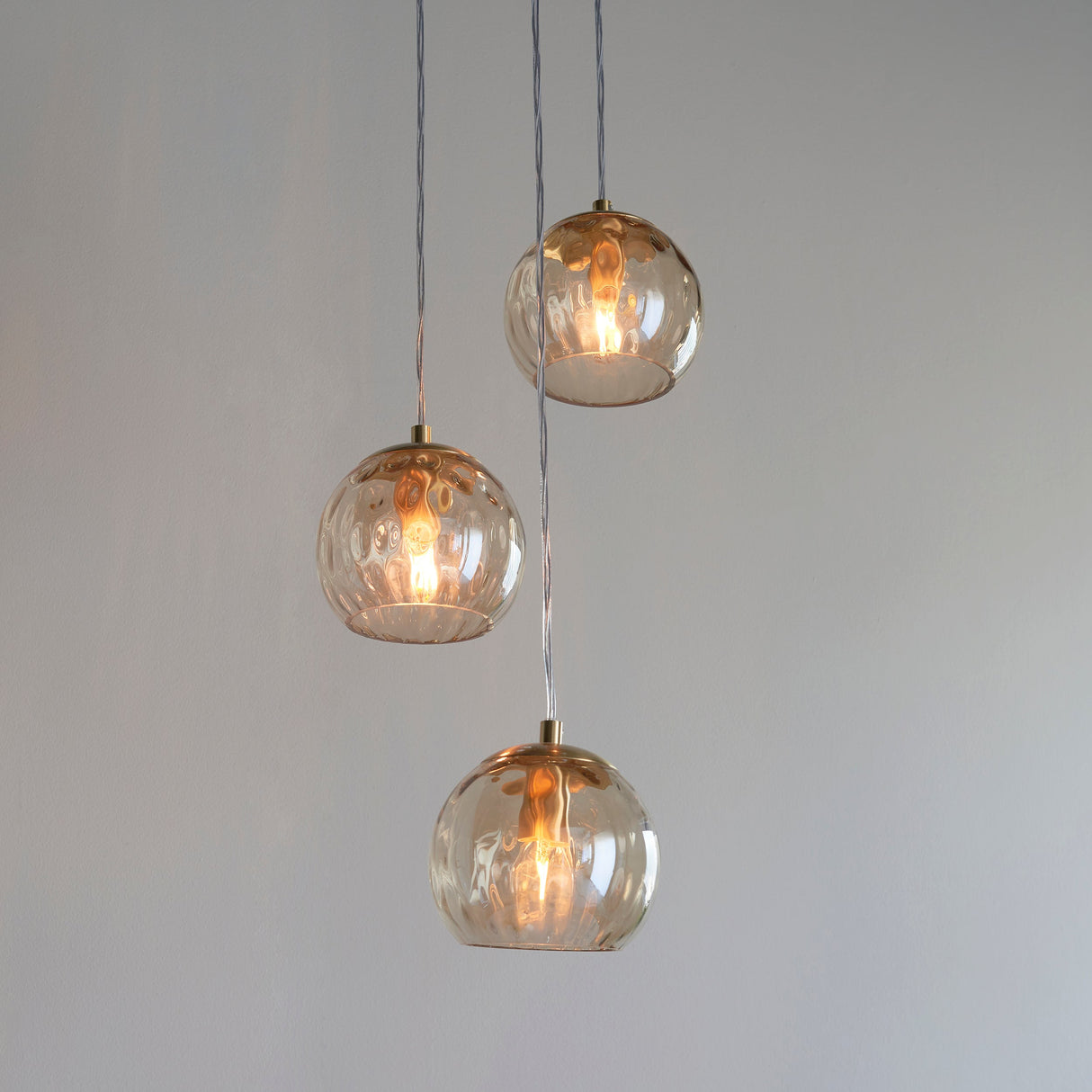 Endon Dimple 3lt Cluster Pendant Satin Brass – from Amos Lighting + Home