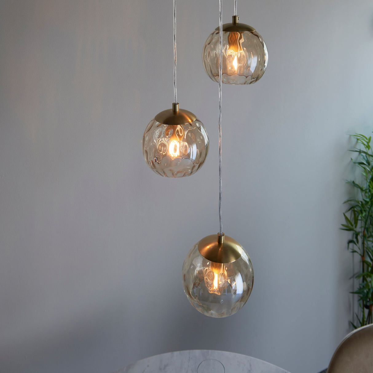 Endon Dimple 3lt Cluster Pendant Satin Brass – from Amos Lighting + Home