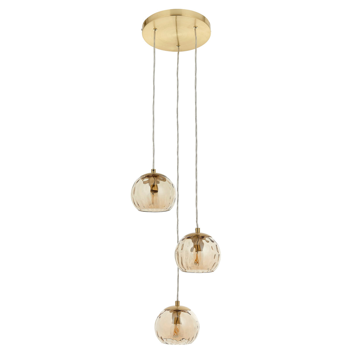 Endon Dimple 3lt Cluster Pendant Satin Brass – from Amos Lighting + Home