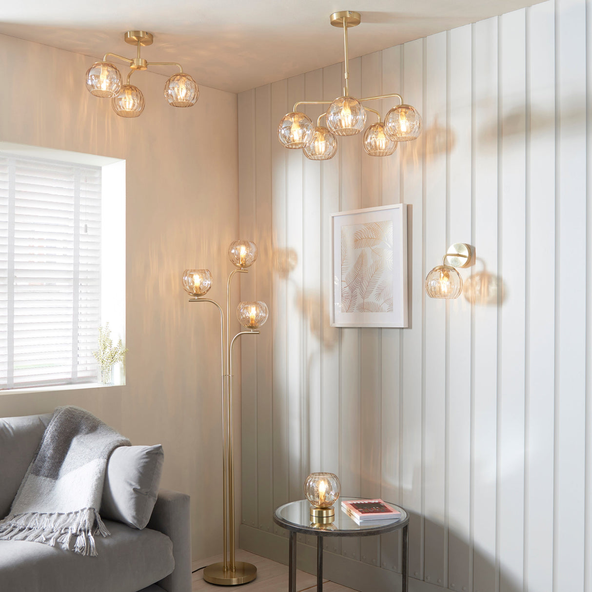 Endon Dimple 3lt Semi Flush Satin Brass – from Amos Lighting + Home