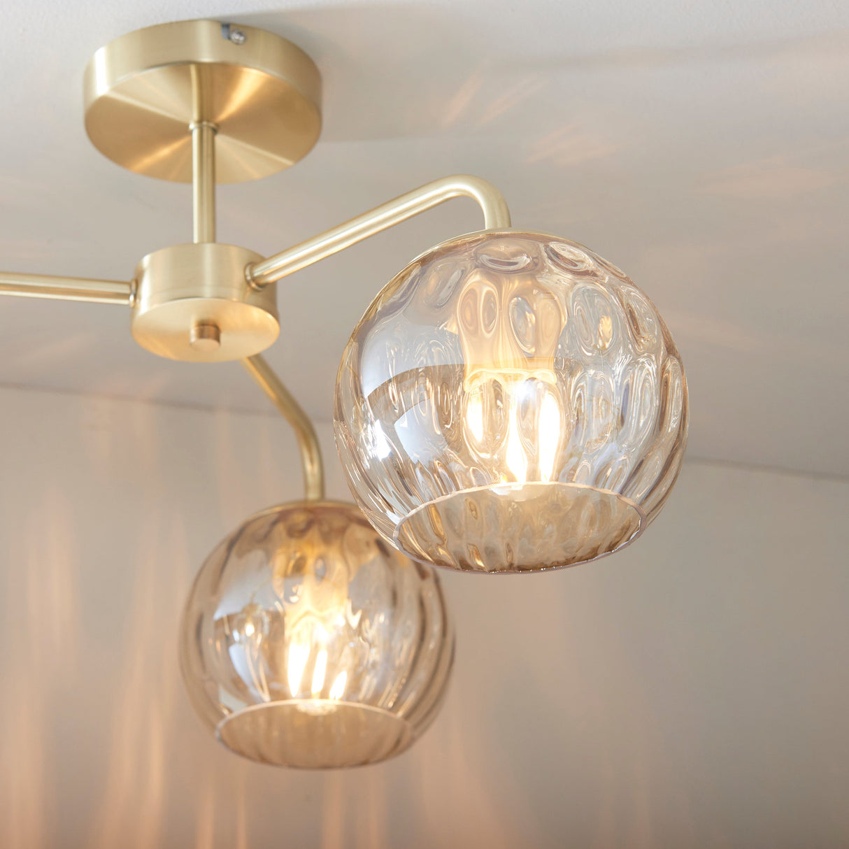 Endon Dimple 3lt Semi Flush Satin Brass – from Amos Lighting + Home
