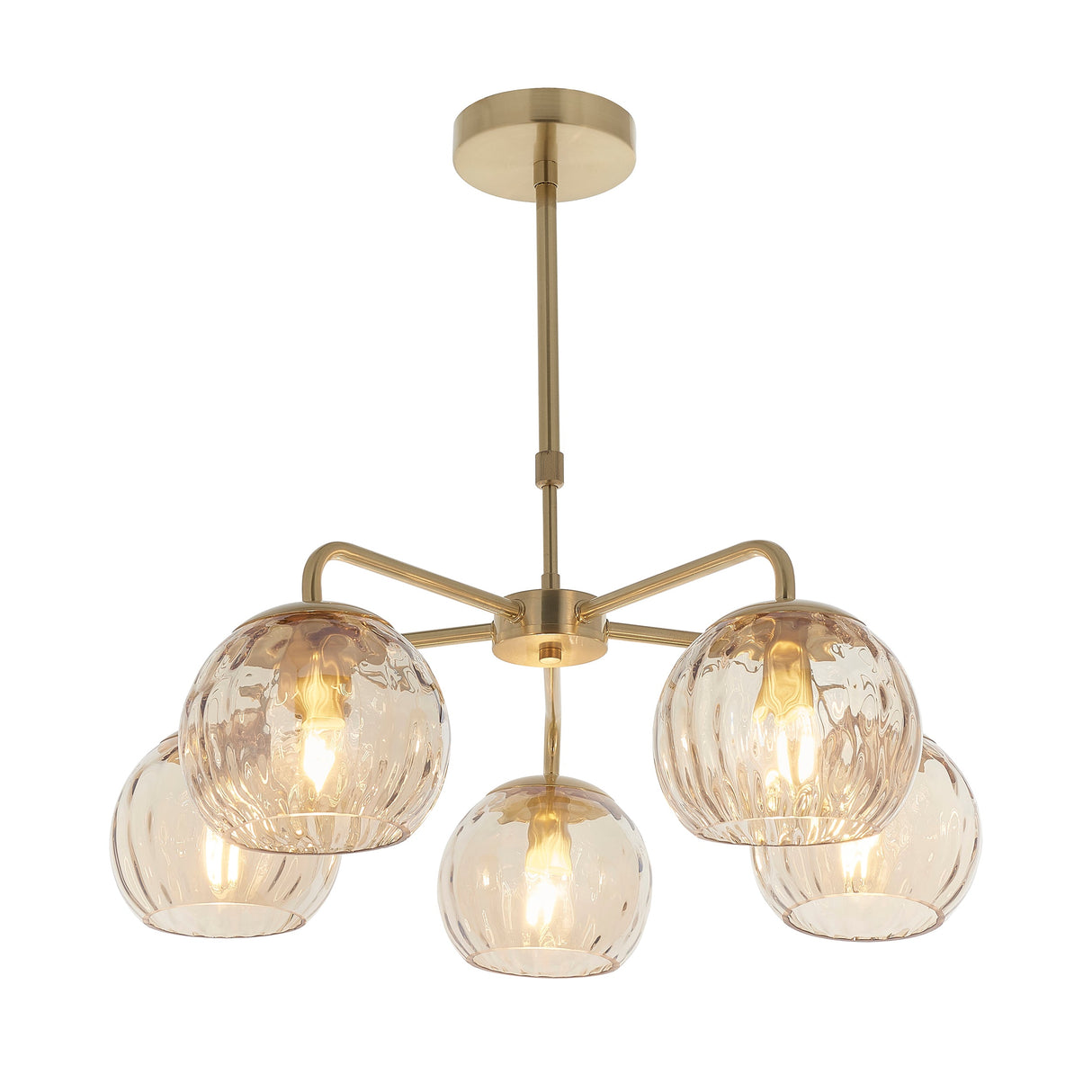 Endon Dimple 5lt Pendant Chandelier Satin Brass – from Amos Lighting + Home