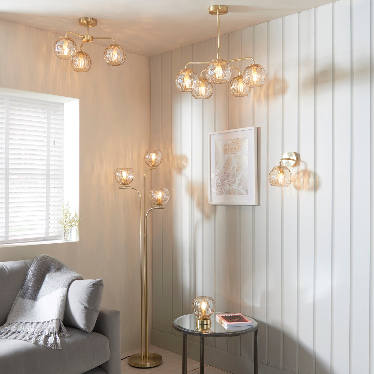 Endon Dimple Floor Lamp Satin Brass – from Amos Lighting + Home