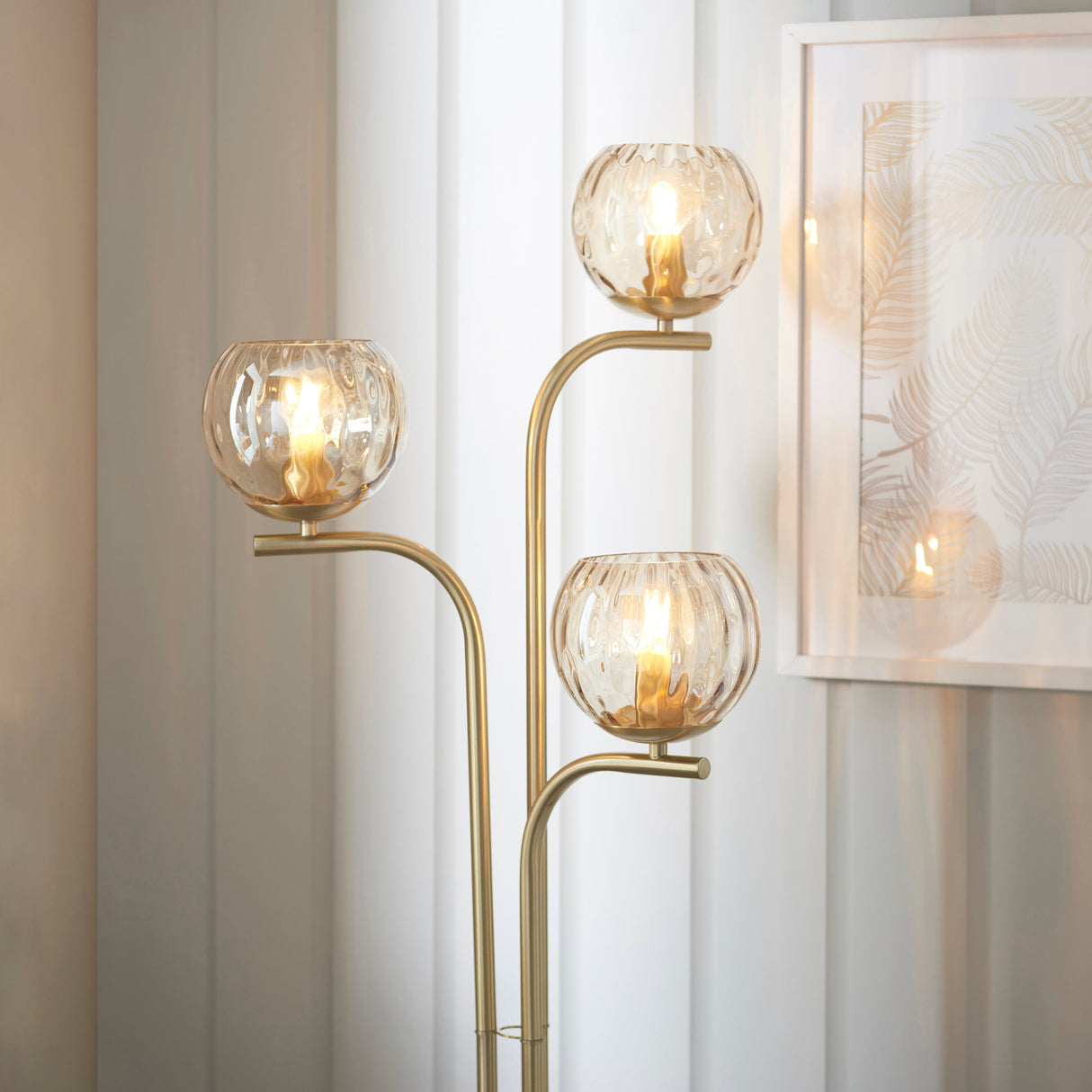 Endon Dimple Floor Lamp Satin Brass – from Amos Lighting + Home