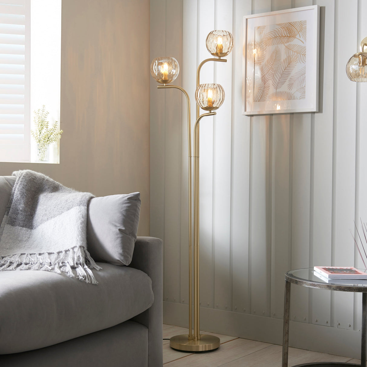 Endon Dimple Floor Lamp Satin Brass – from Amos Lighting + Home