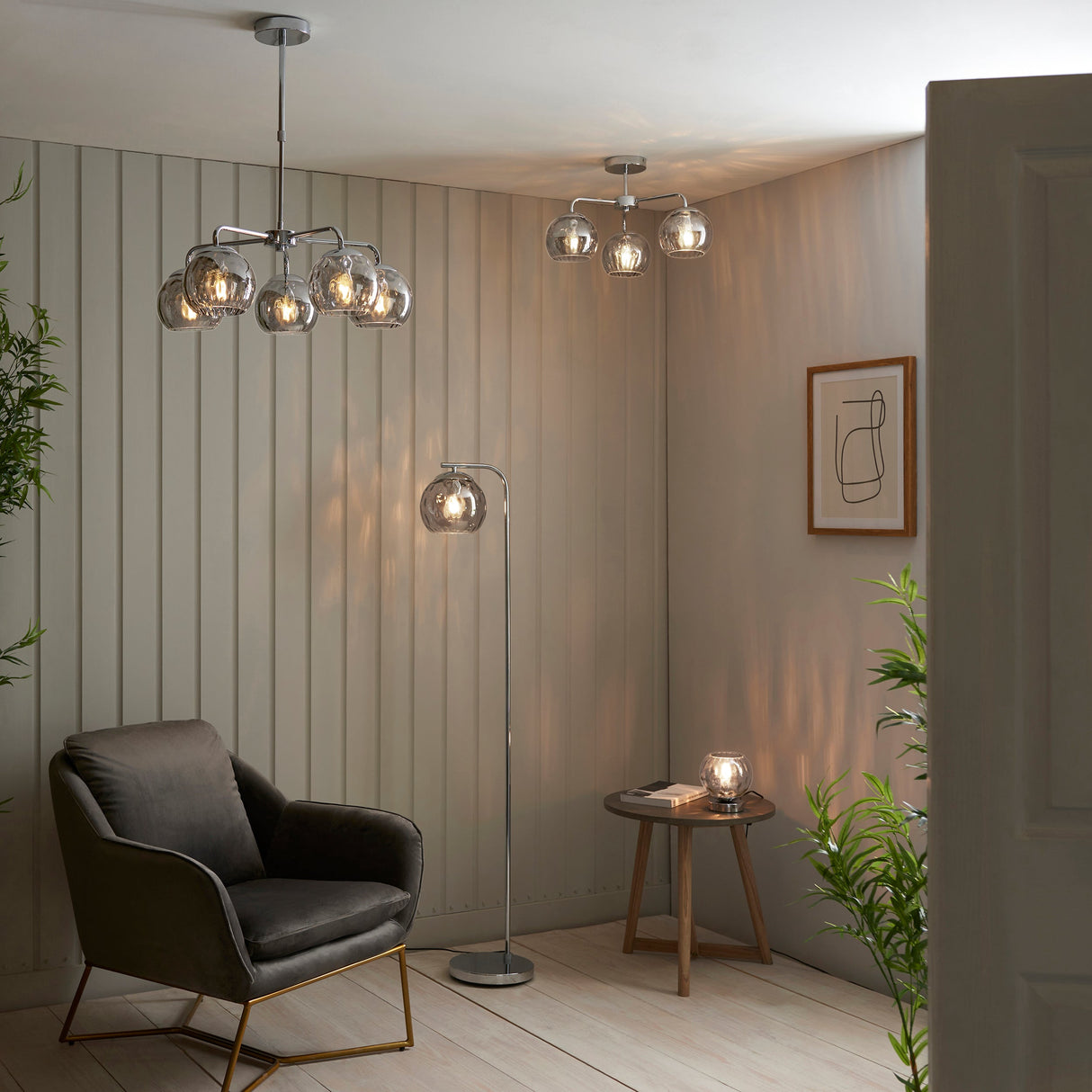 Endon Dimple Floor Lamp Smoked Glass – from Amos Lighting + Home