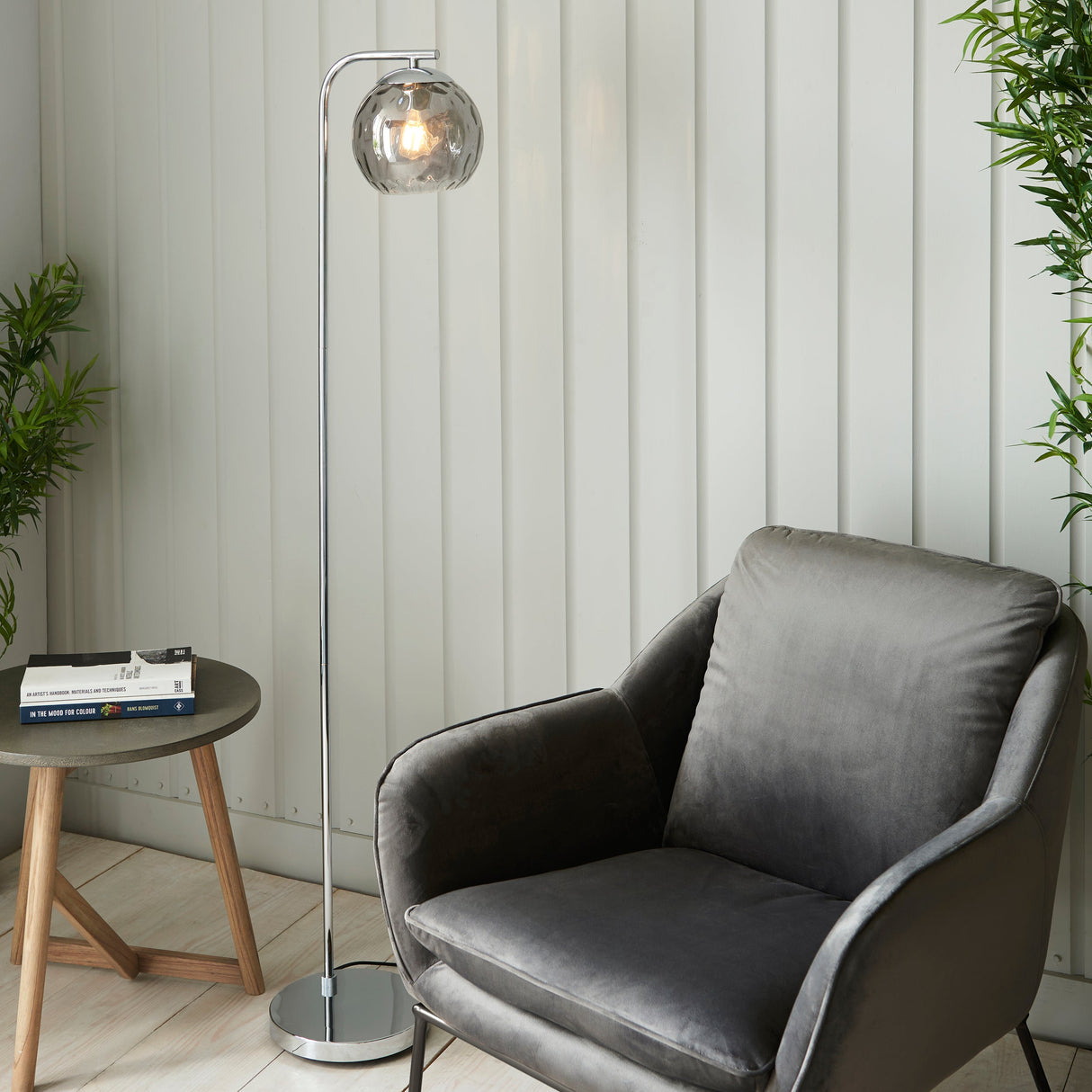 Endon Dimple Floor Lamp Smoked Glass – from Amos Lighting + Home