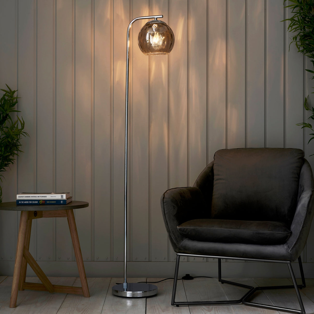 Endon Dimple Floor Lamp Smoked Glass – from Amos Lighting + Home