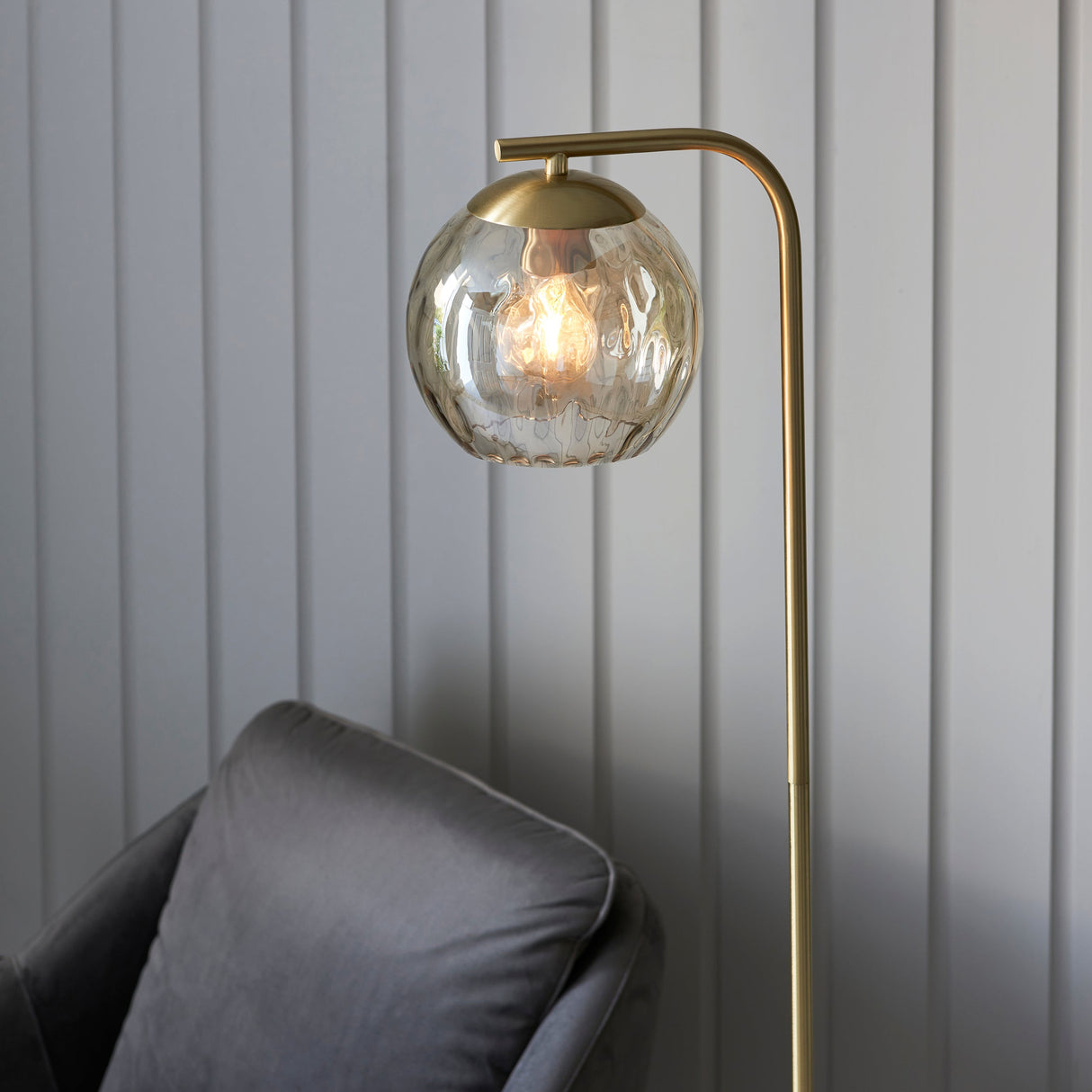 Endon Dimple Single Floor Lamp Satin Brass – from Amos Lighting + Home