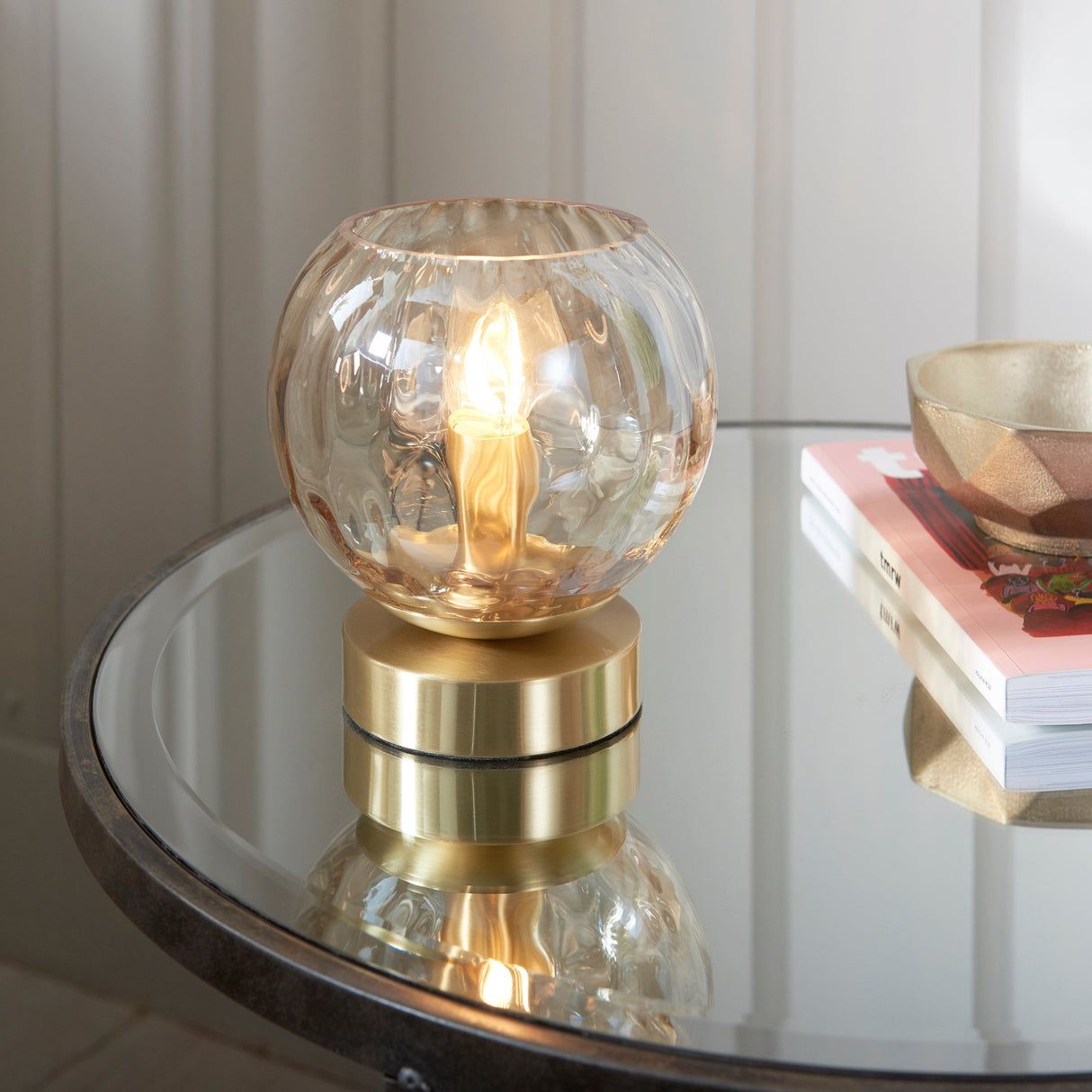 Endon Dimple Table Lamp Satin Brass – from Amos Lighting + Home