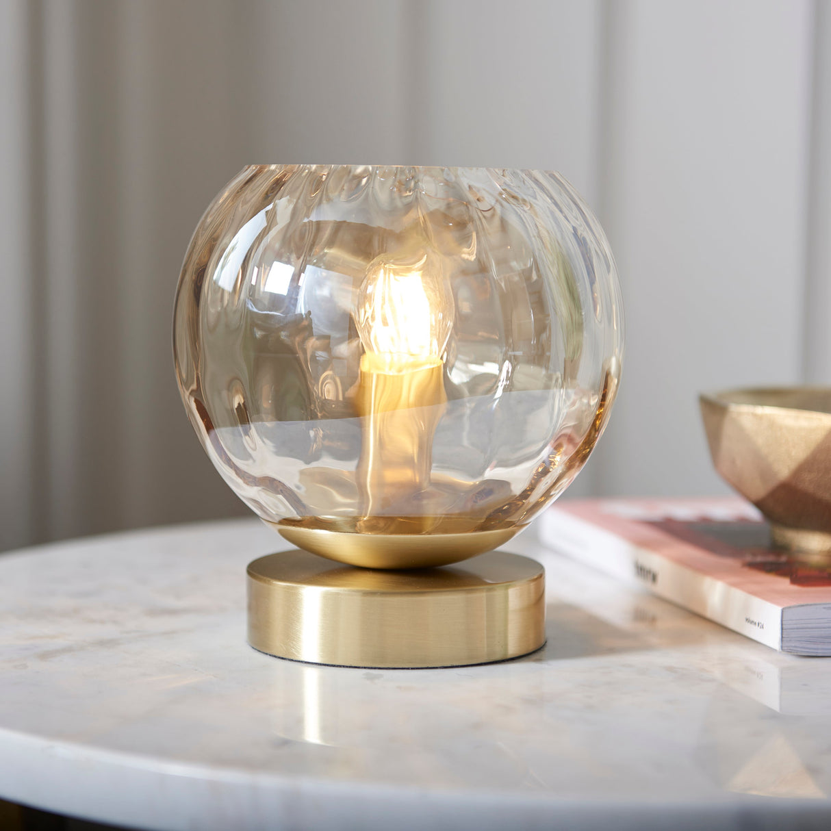 Endon Dimple Table Lamp Satin Brass – from Amos Lighting + Home