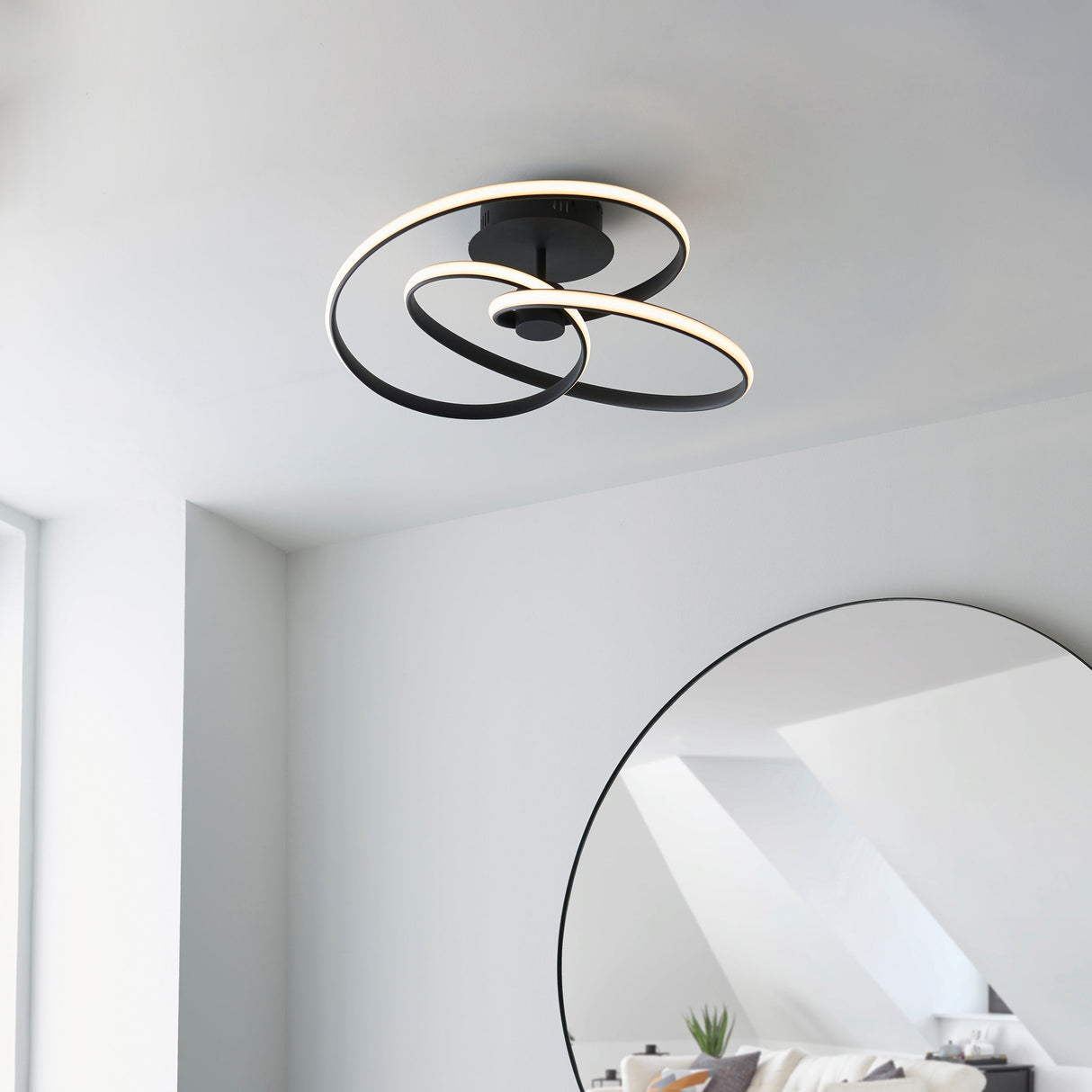 Amos Dune LED Semi flush Ceiling Light Black – from Amos Lighting + Home