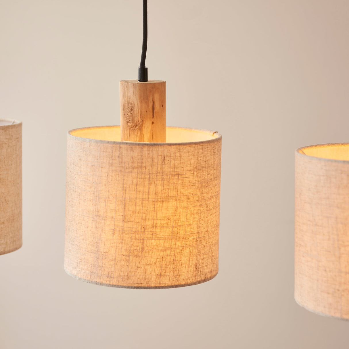 Amos Durban 3lt Bar Pendant Natural Wood & Linen – from Amos Lighting + Home