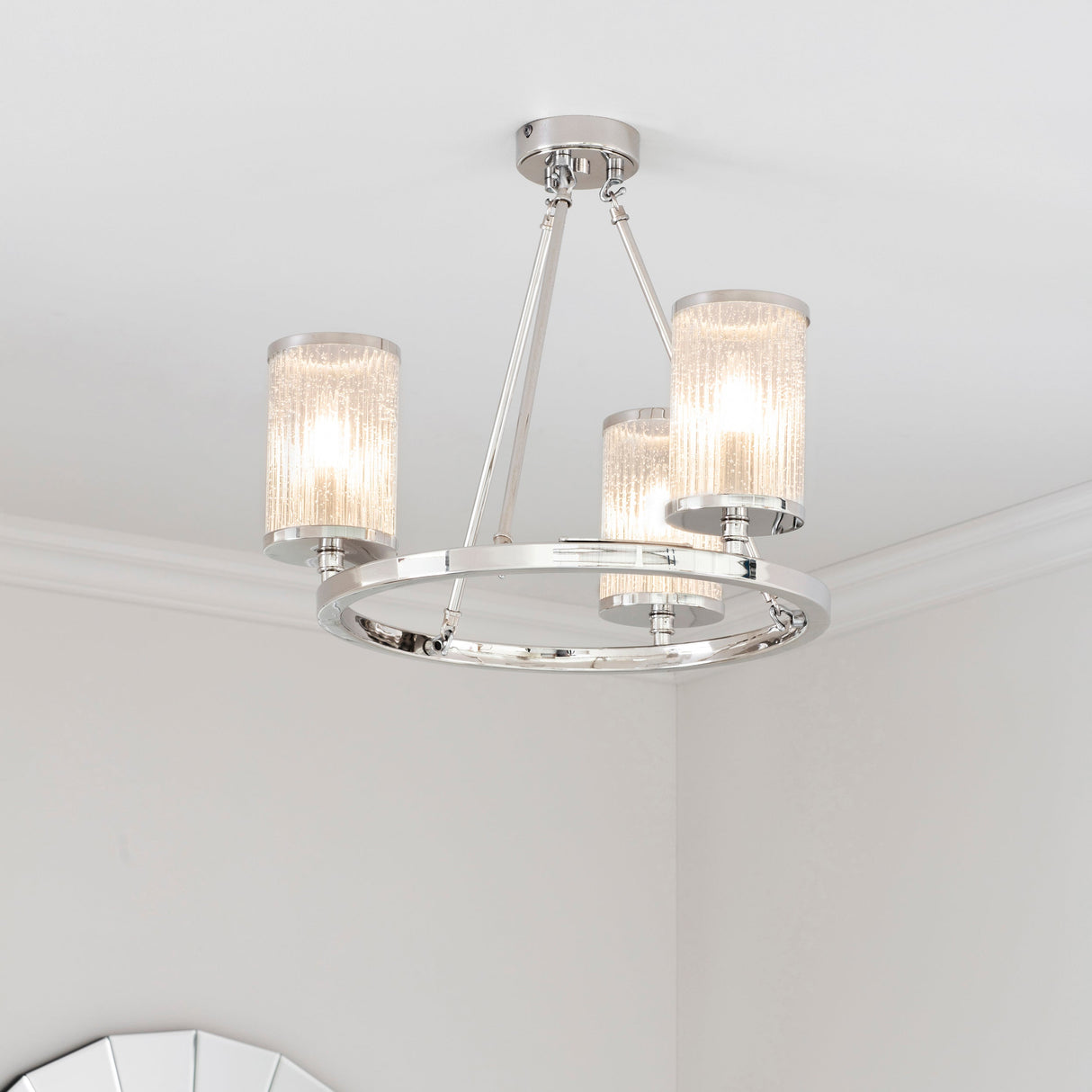 Endon Easton Nickel 3lt Semi flush Ceiling Light – from Amos Lighting + Home