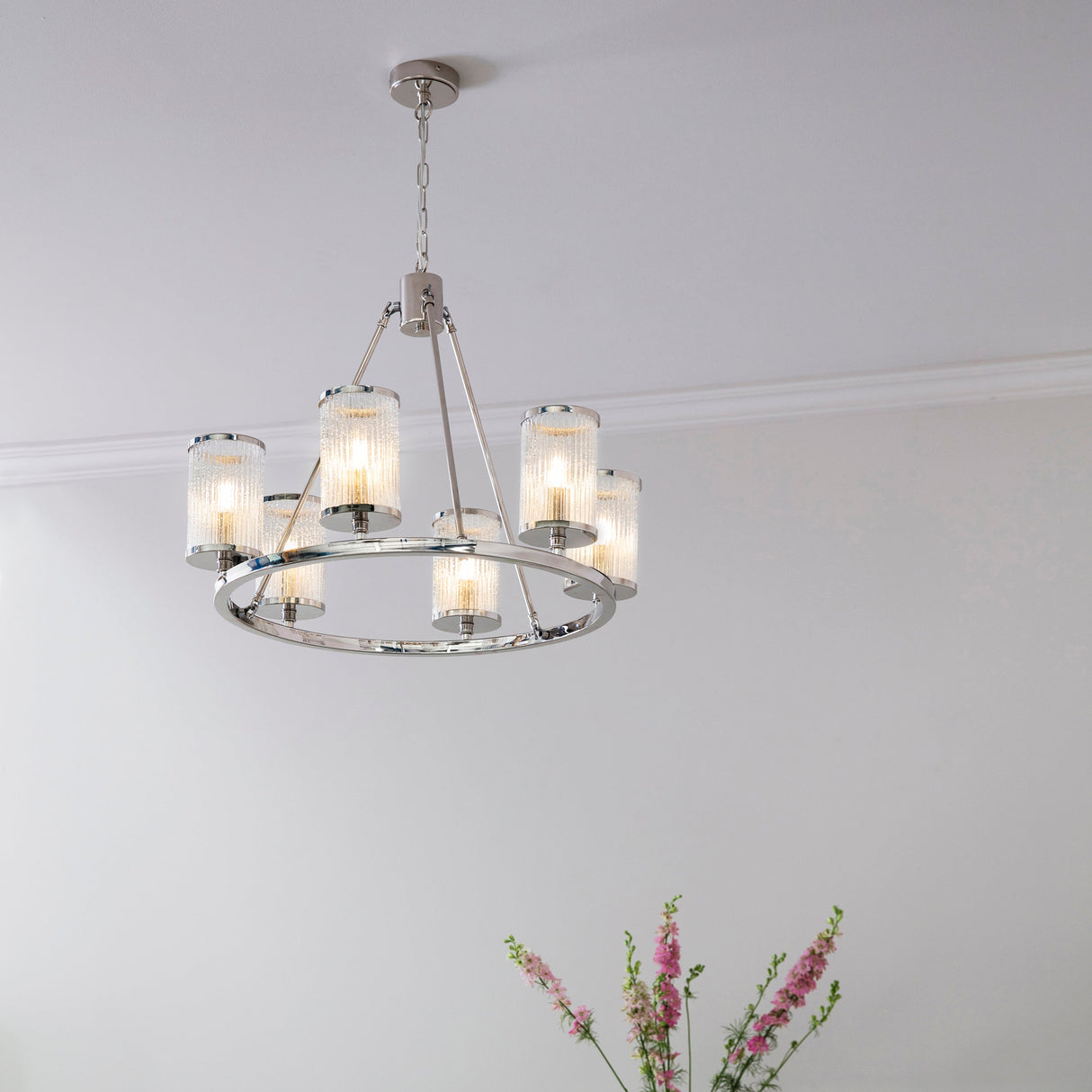 Endon Easton Nickel 6lt Chandelier – from Amos Lighting + Home