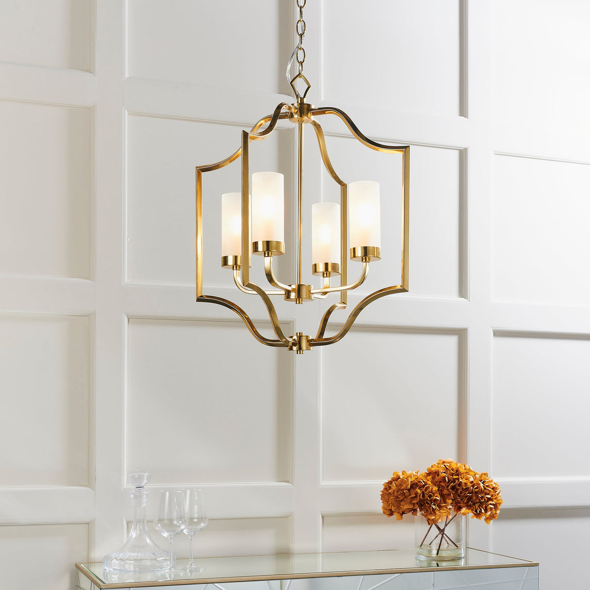 Amos Edrea Satin Brass Chandelier – from Amos Lighting + Home