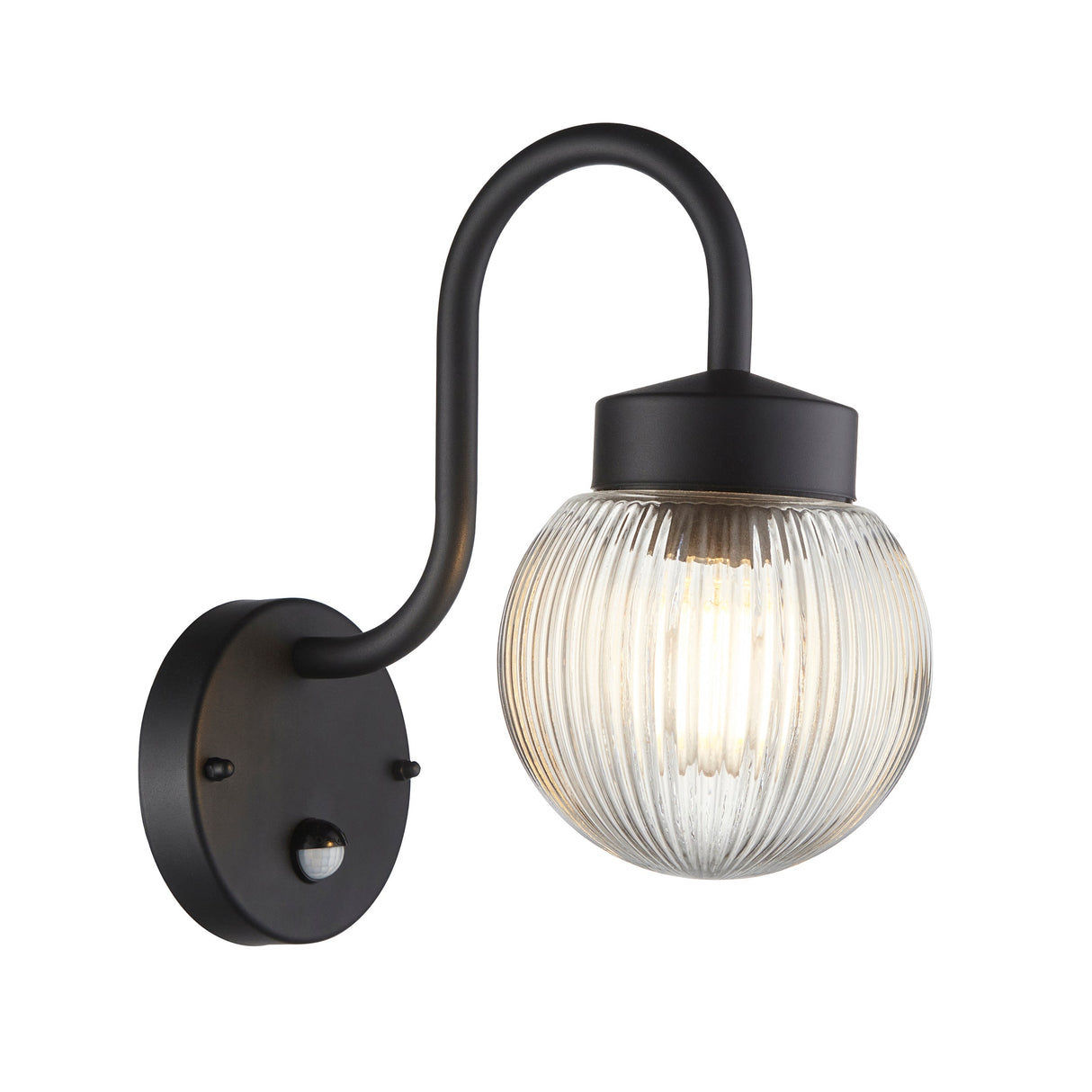 Amos Eldon Outdoor Wall Light Textured Black & Ribbed Glass – from Amos Lighting + Home