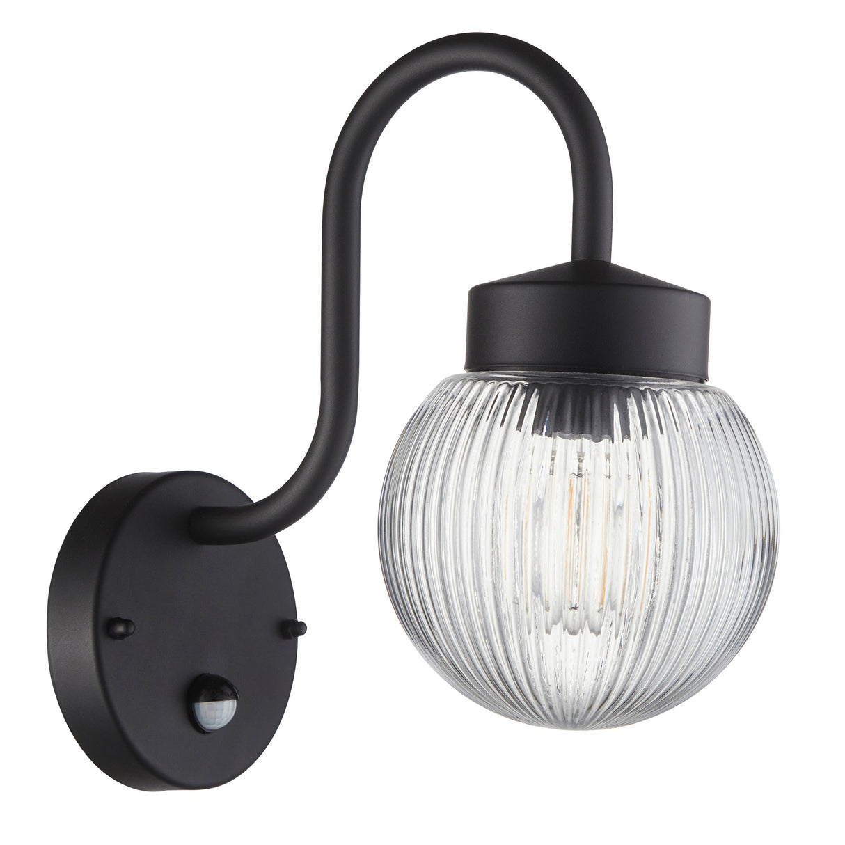 Amos Eldon Outdoor Wall Light Textured Black & Ribbed Glass – from Amos Lighting + Home