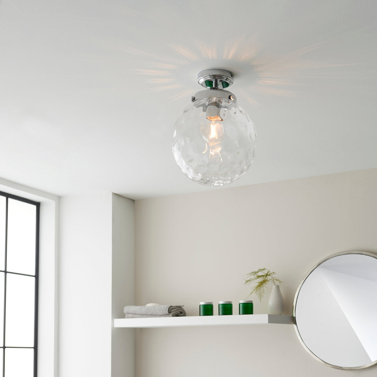 Amos Elston Flush Bathroom Ceiling Light Chrome – from Amos Lighting + Home